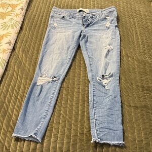 Abercrombie & Fitch Light Blue Distressed Skinny Jeans